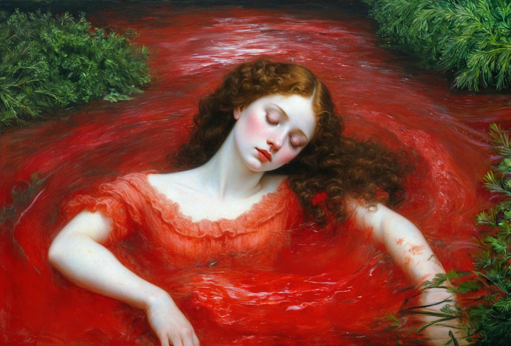 "Ophelia drowned in the river of borsch", original genart of mine